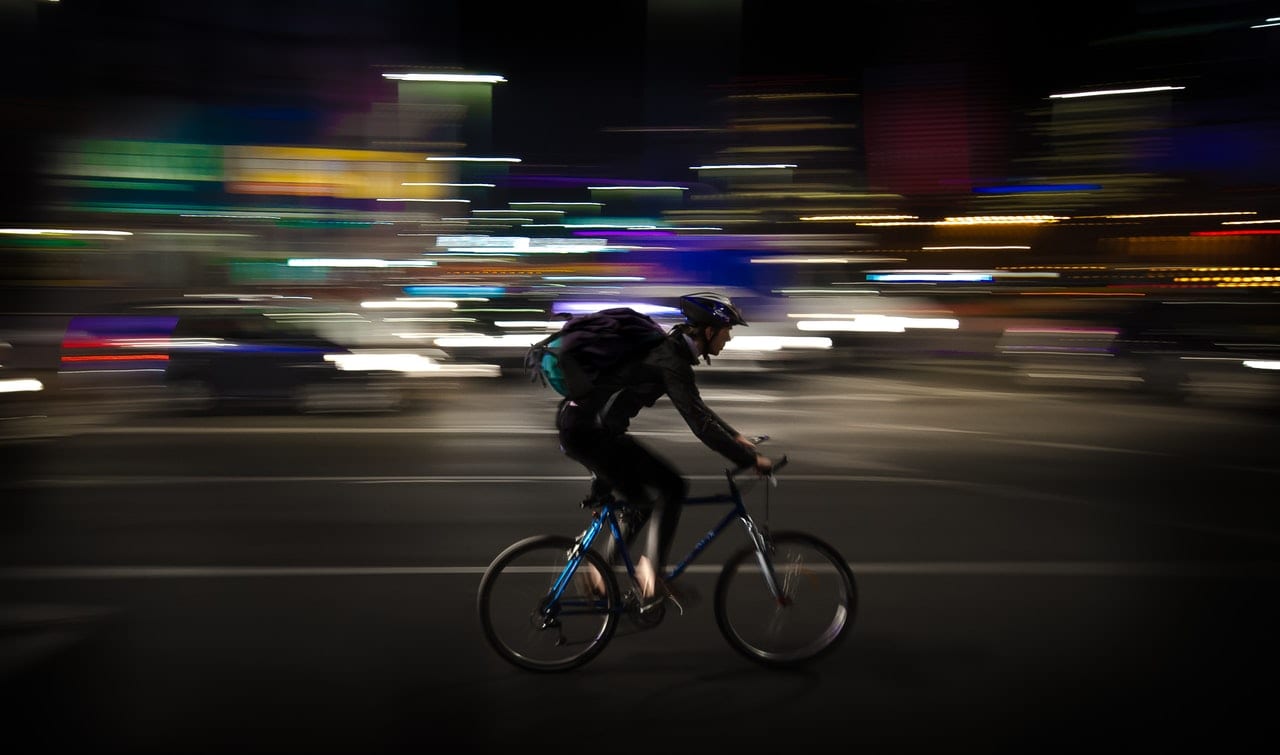 Night bicycle riding